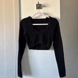 Black Alo Seamless Ribbed Cropped Serene Long Sleeve
